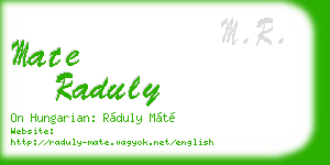 mate raduly business card